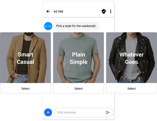 Pick a style Choosing clothing style via SMS