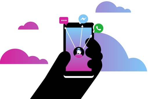 Vonage Messaging for Freshdesk (no logos) Multichannel messaging with agent on mobile phone