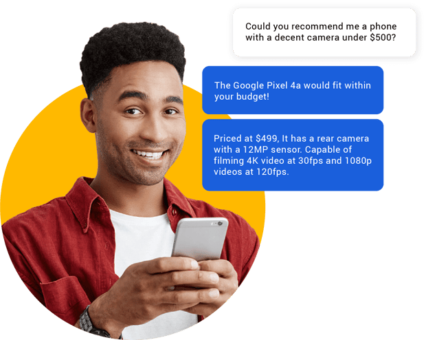 Electronics chat conversation Depiction of an electronics ecommerce chat conversation